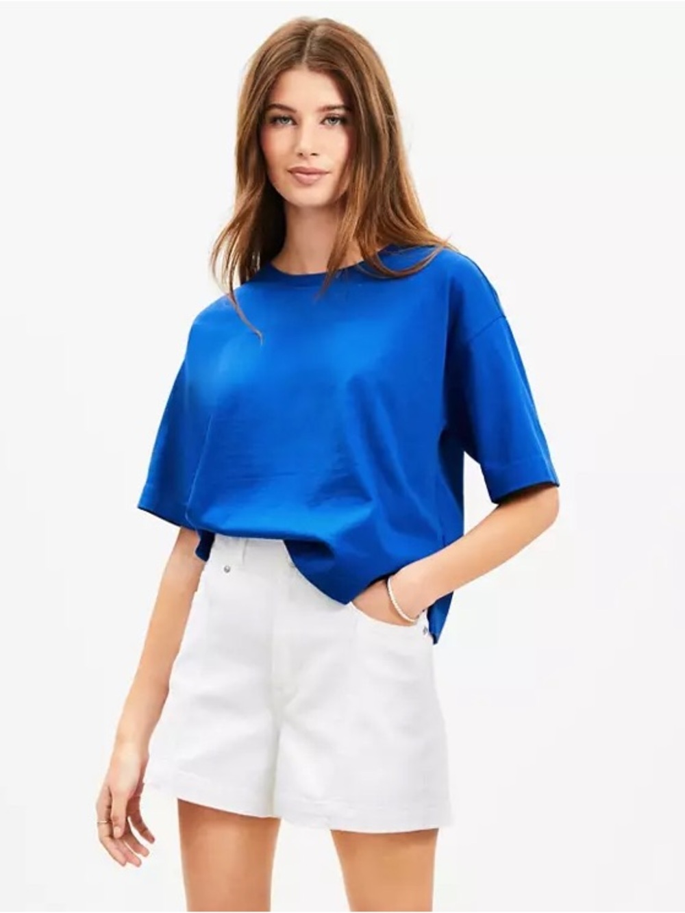 LOFT Royal Blue Short Sleeve Jersey Modern Tee - 100% cotton